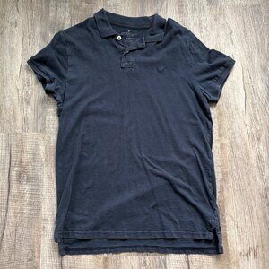 American Eagle Polo Shirt Mens Size L Large Navy Blue Slim Fit